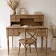 Louis XVI style graduated desk in solid cherry wood, renovated.