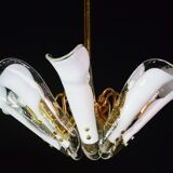 Murano white glass petal chandelier