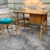 Rattan desk and chair 1960