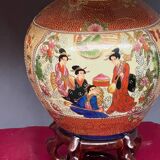 Pair of Satsuma lamps. Hand painted.