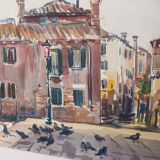 Watercolor place for pigeons