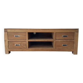 Meuible tv sheesham batamba solid wood 50 x 140 x 50 cm with 4 drawers - 2 niches