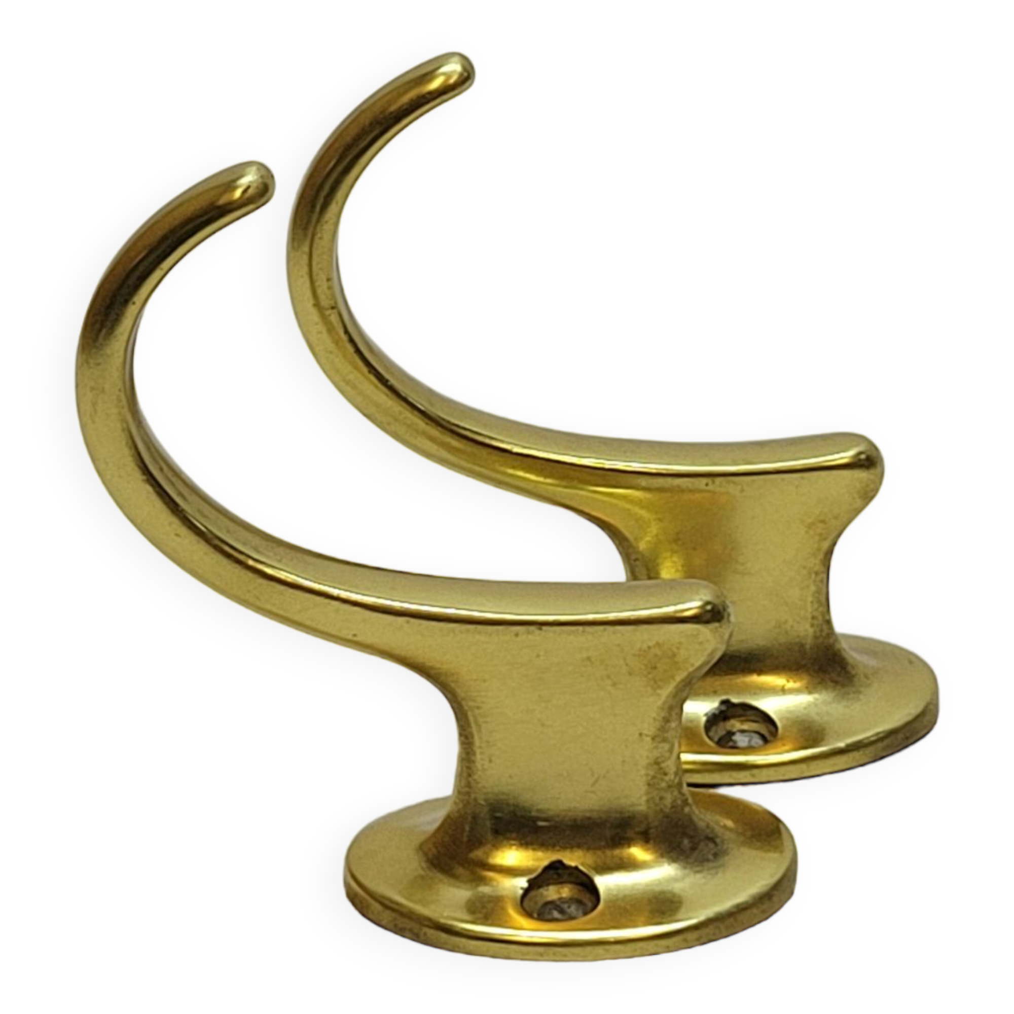 Gold-Colored Anodized Aluminum Coat Hooks, 1950s, Set of 2