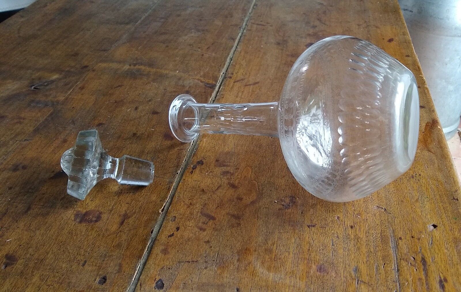 Carved glass decanter late XIX, early XX