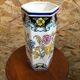 Old hexagonal vase v v carraresi ceramic white decoration flowers vintage