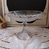 Ancien plateau sur pied en verre