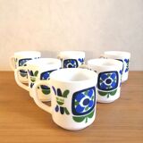 Series of 6 mugs design Mobil 70s