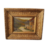 Oil on cardboard with frame