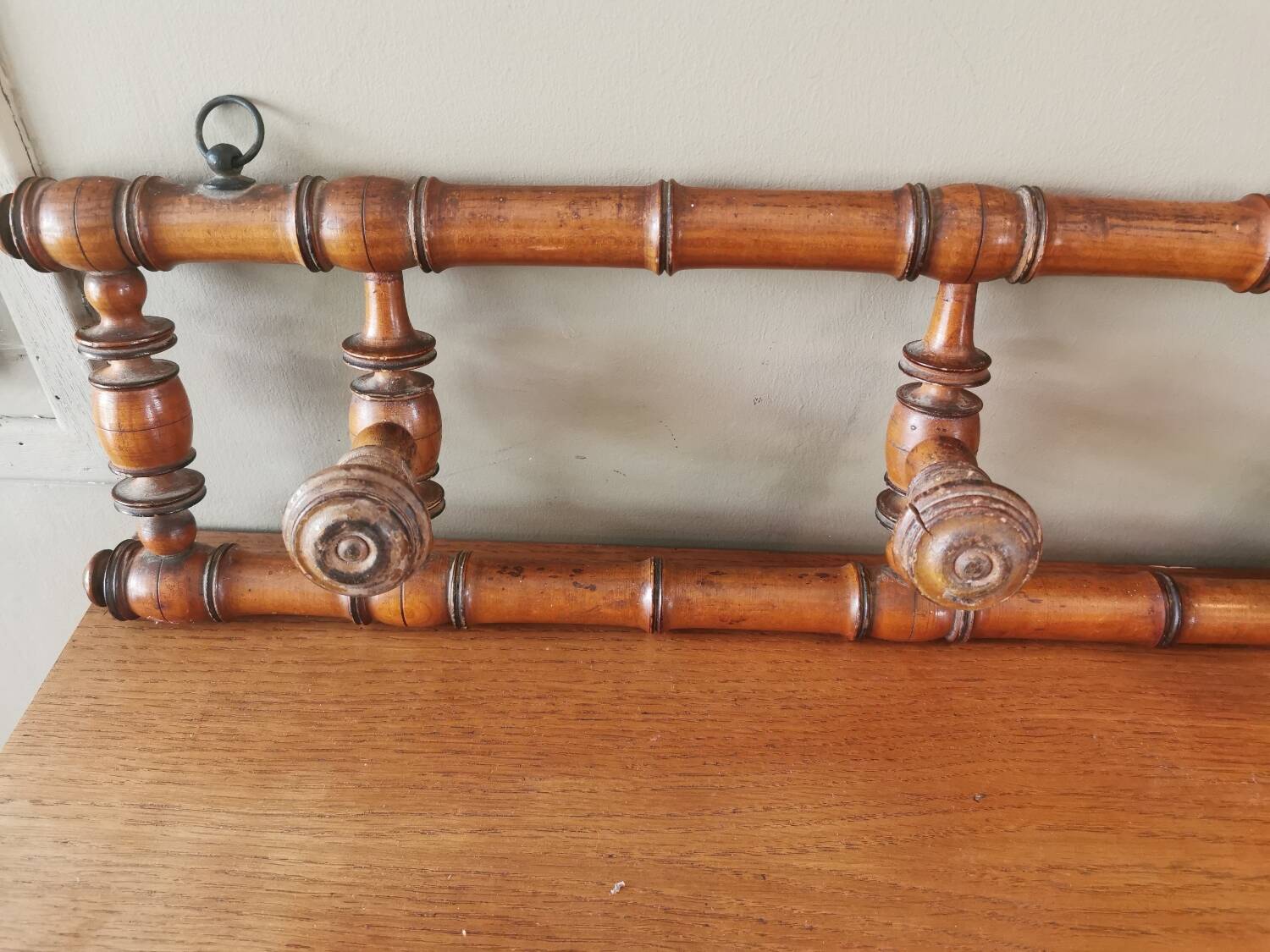 Antique wooden wall coat rack