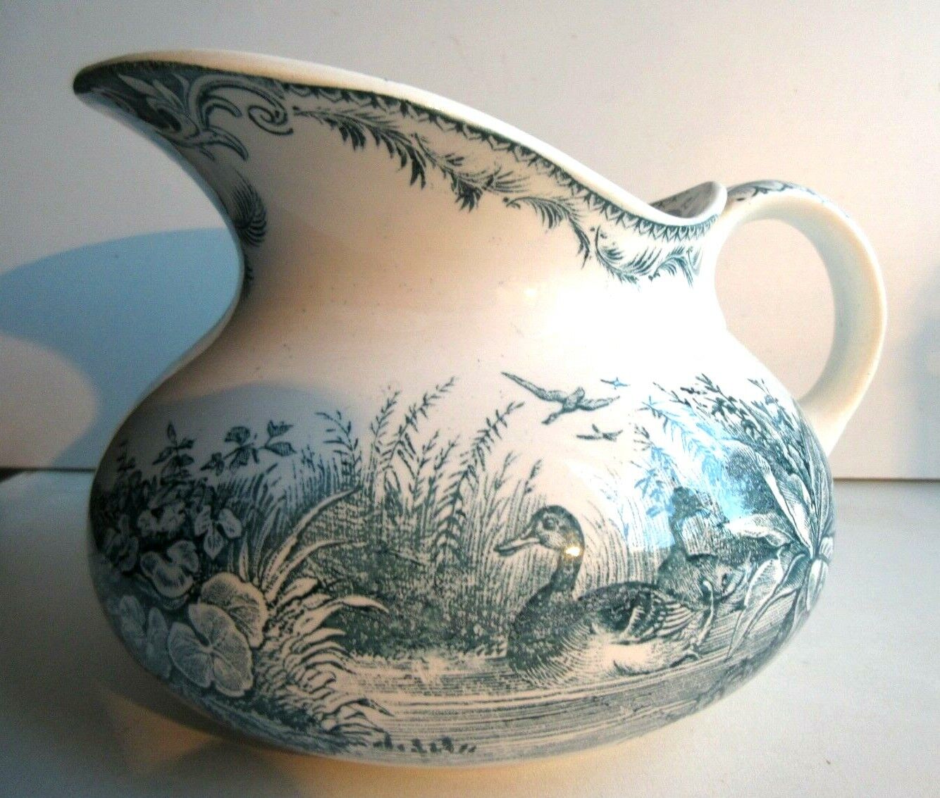 Toilet pitcher "chubby" in grey-blue, Les Canards de Sarreguemines