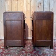 Pair of bedside tables – Art Deco period – Solid oak and marble