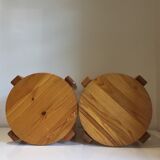 Pair of stackable pine stools, France, year 1980