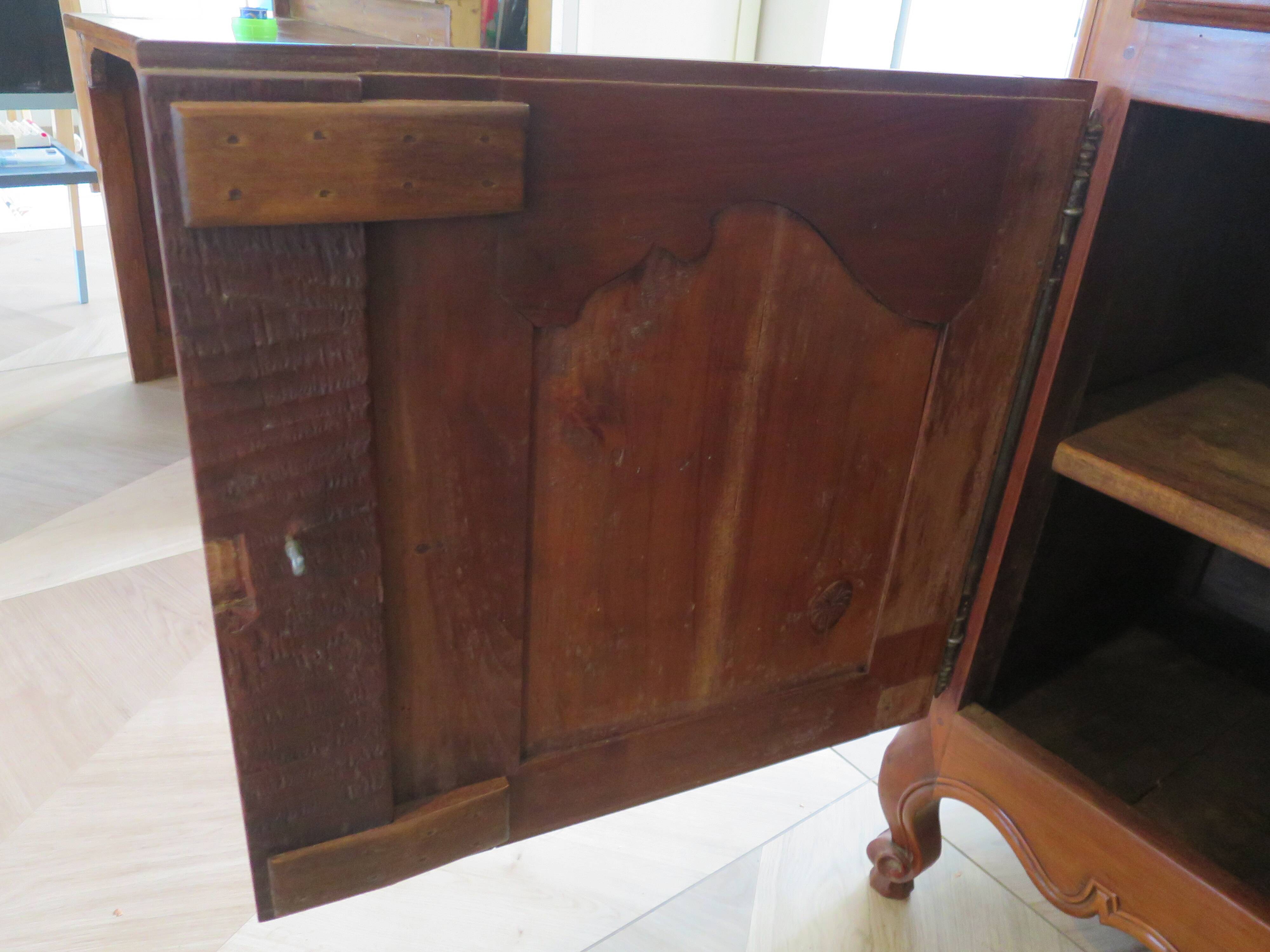 Rustic buffet Louis XV-Regency-jointed-massive wood-snail feet