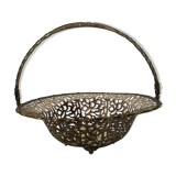 Open silver metal fruit basket