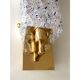 Pair of Gold Wall Sconces With Blue Graniglia Murano Glass