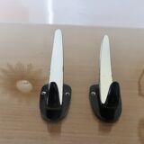 Pair of streamline coat hooks, chistera, 1970