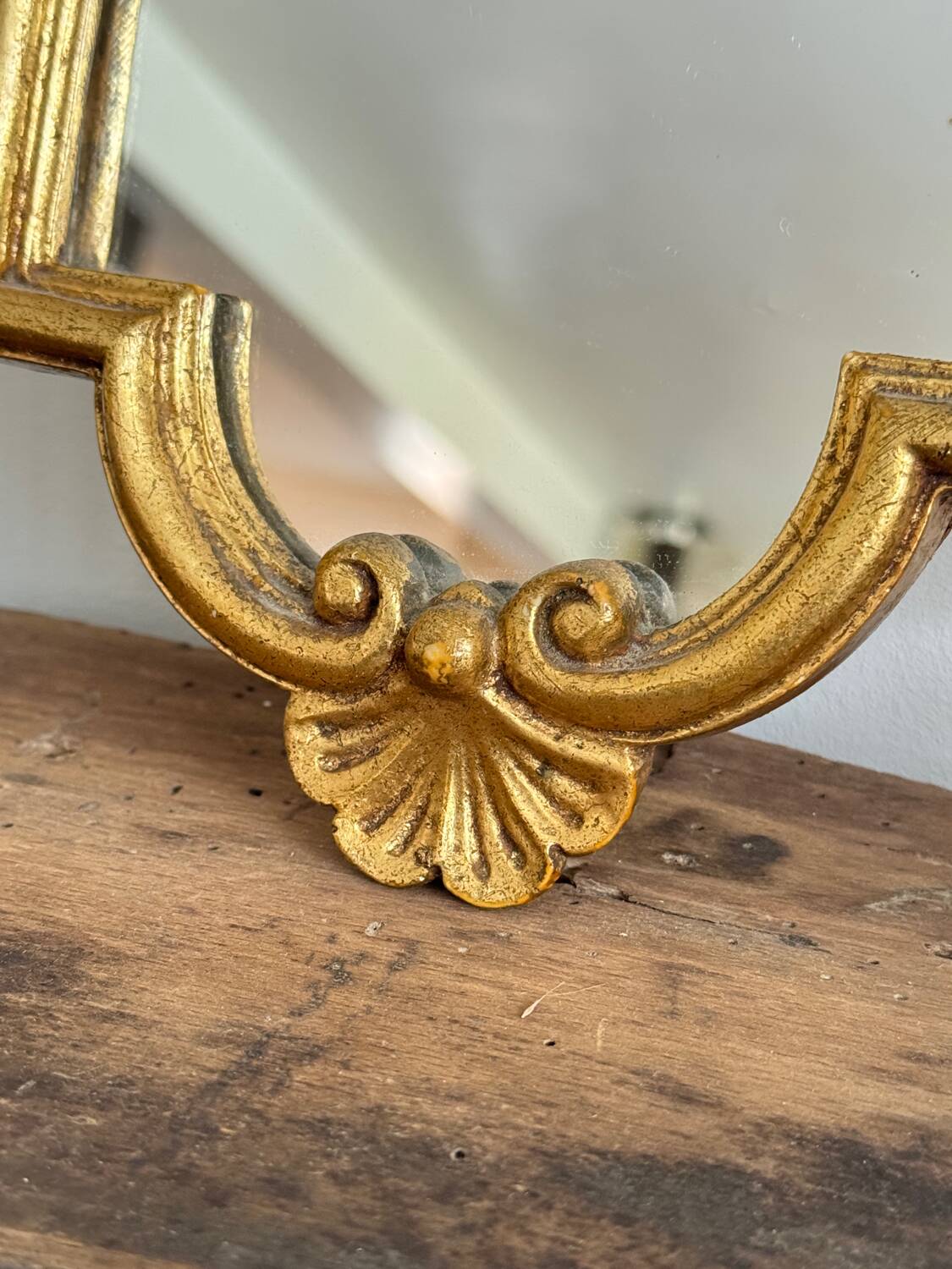 Vintage rectangular baroque mirror in golden resin