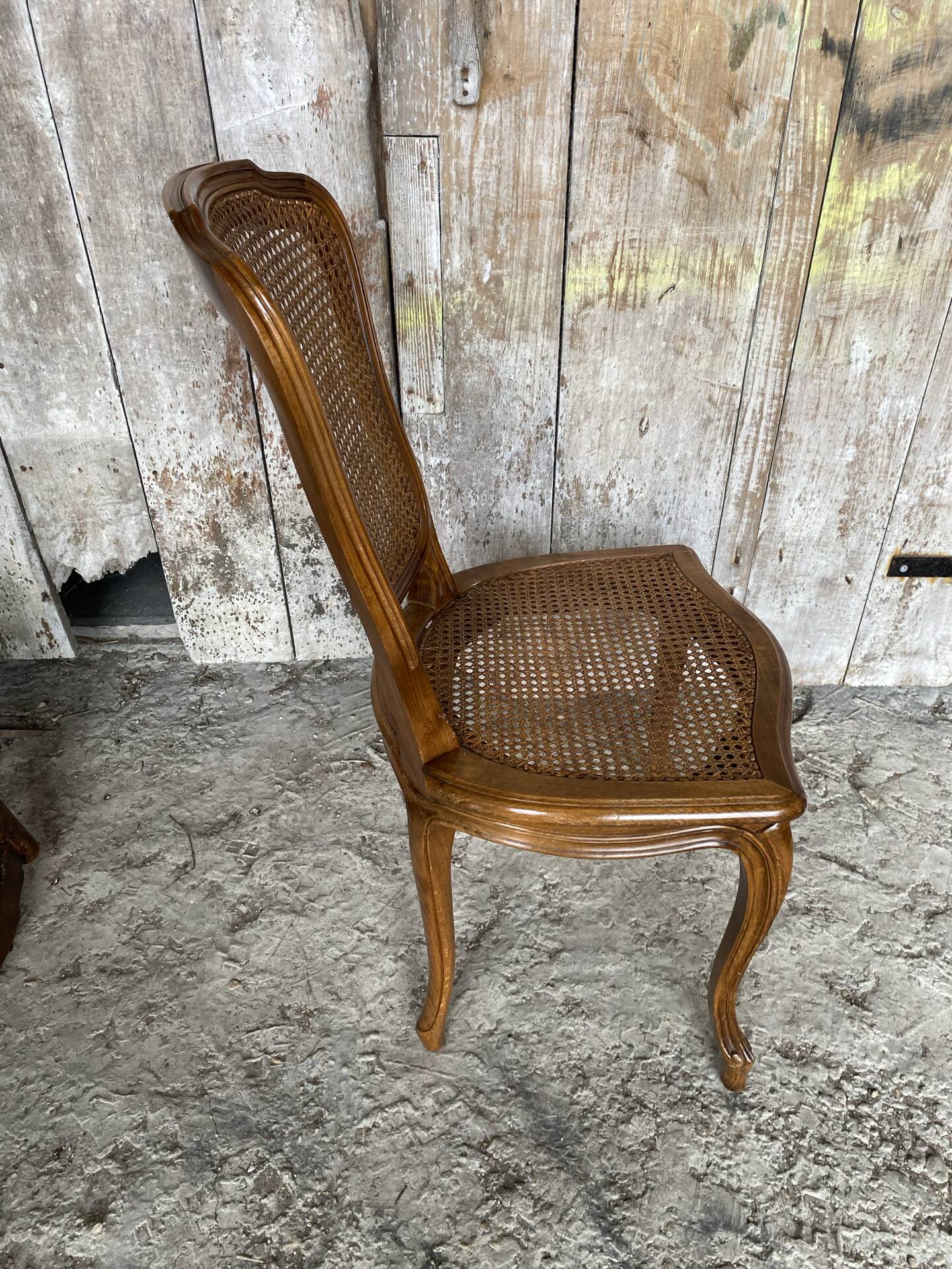 Antique chair louis xv style cherry wood + vintage caned seat
