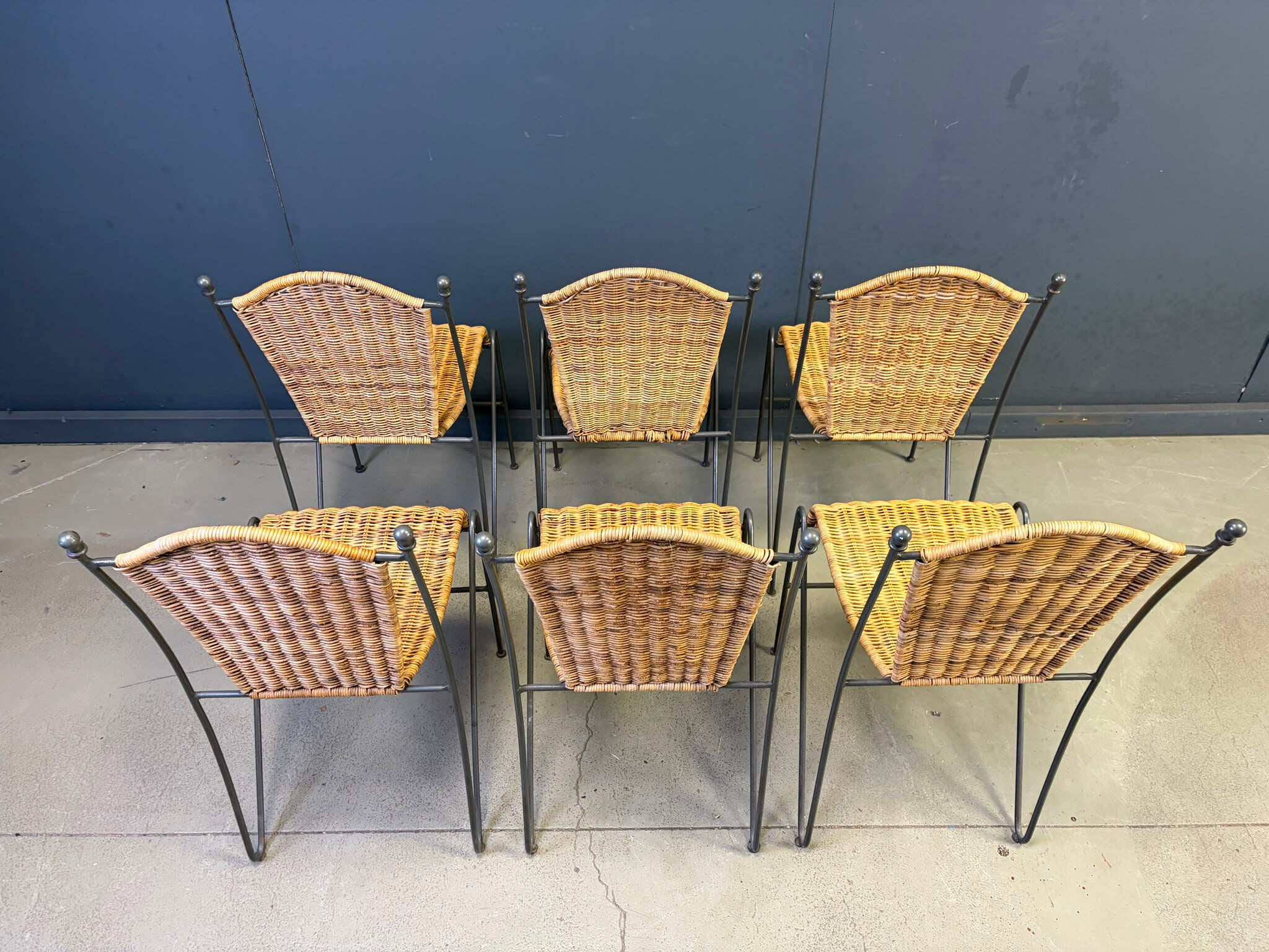 Vintage wicker bistro chairs by Frederik Weinberg, 1960s