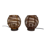 Pair of Mathias rattan lamps from the 90s