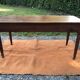 Antique cherry wood farm table with turned base with 2 drawers and 1 pull