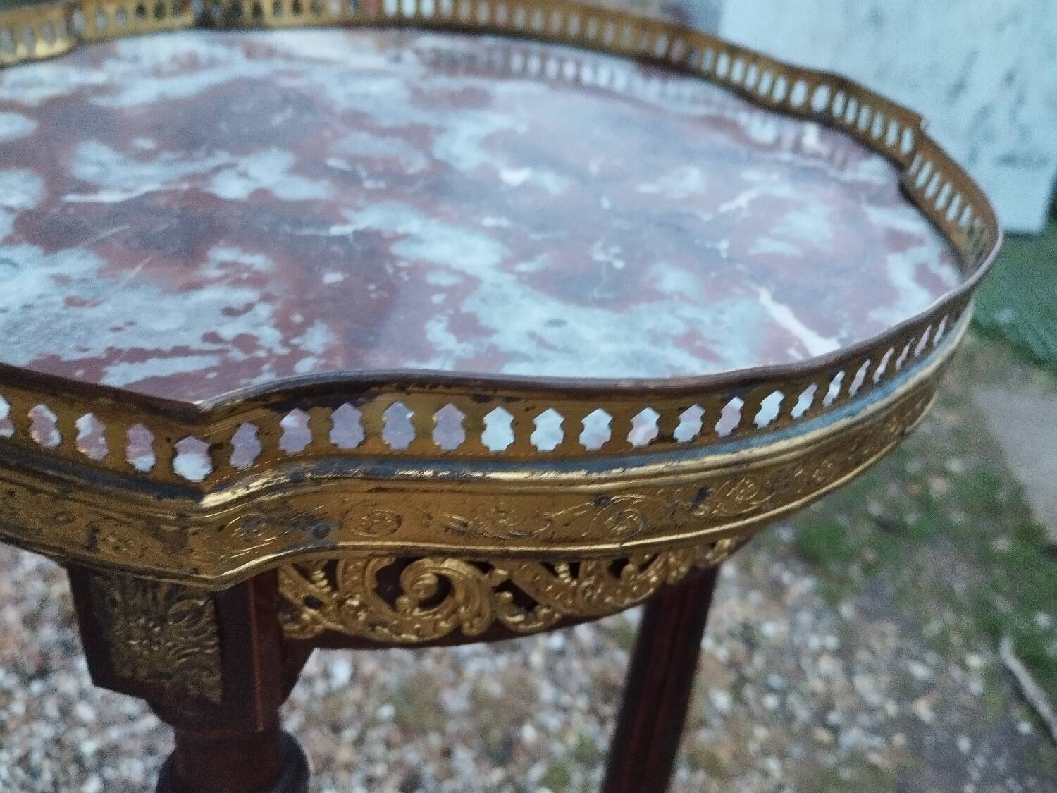 Antique Louis XVI style side table with marble top