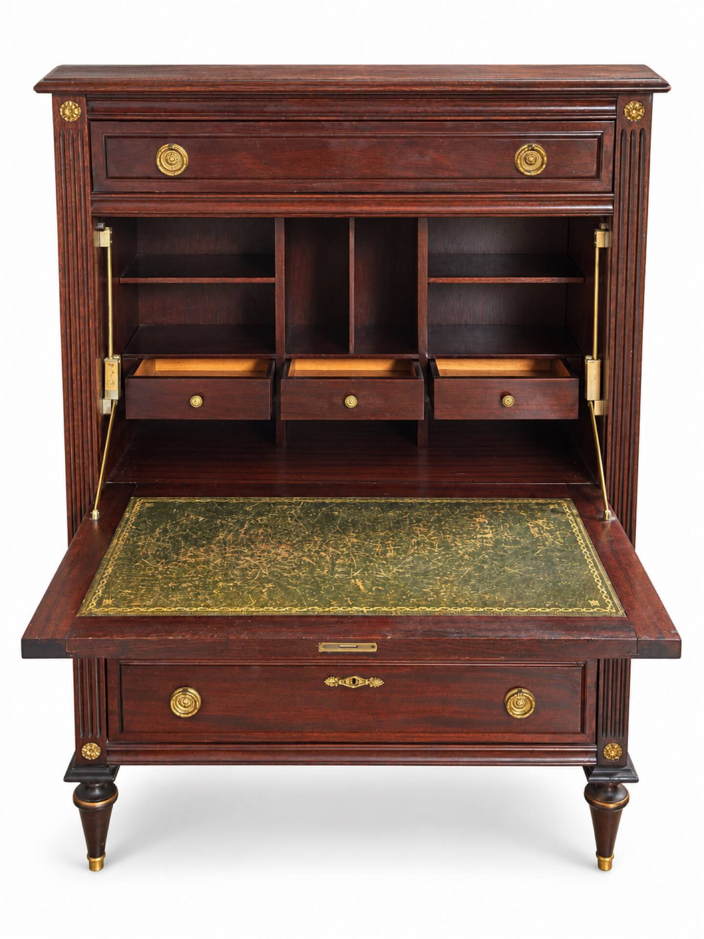 Secretary with a drop-leaf in mahogany in the Louis XVI style.