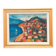 Original Swedish Oil on Panel – “Coastal Town” by Bartovicz 71 – Vintage & Framed – 51 × 41 cm (20" x 16.1")