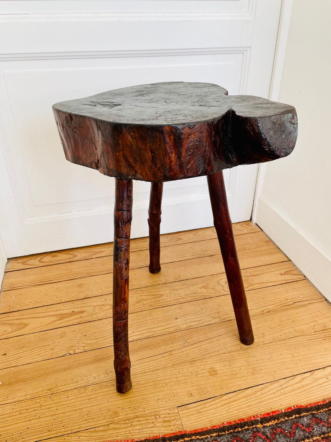 Rough wood tripod stool ethnic style
