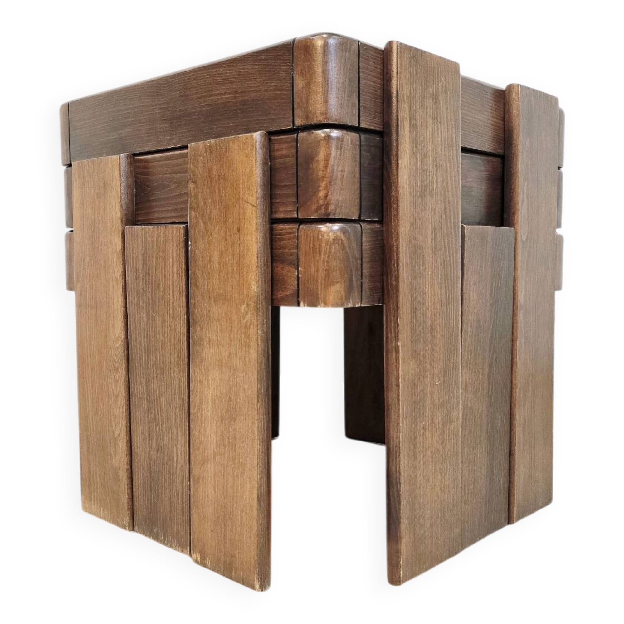 1970s Meblo Frattini Nesting Tables with Smoked Glass