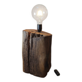 Brutalist table lamp in solid oak