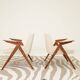 Fauteuils MID century chaise longue vintage en écru lot de 2 fauteuils