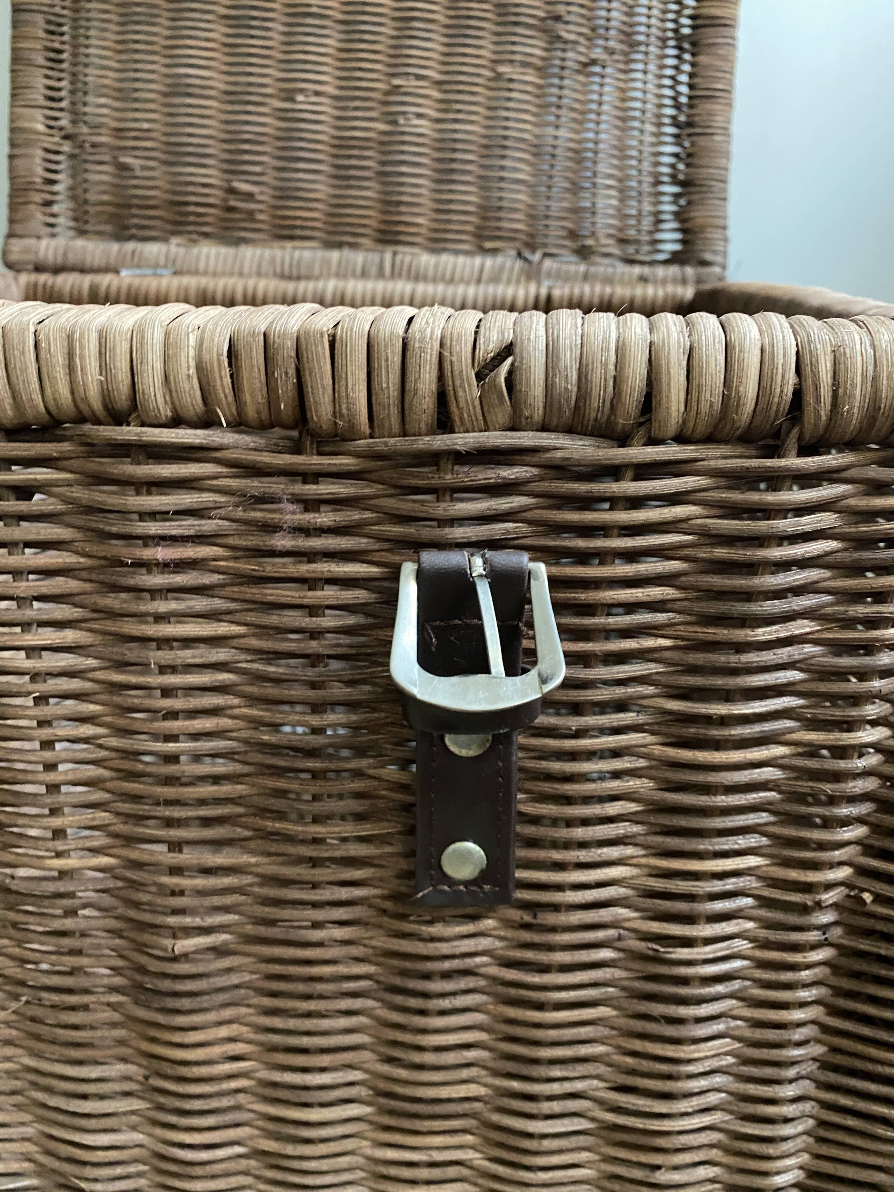 Set of two large trunks, vintage wicker storage chests