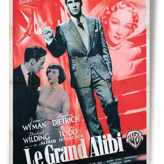 Affiche cinéma ancienne vintage grand alibi alfred hitchcock 1950 marlene dietrich