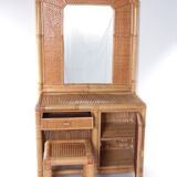 Vintage faux bamboo dressing table 'natural beauty' 1980s France