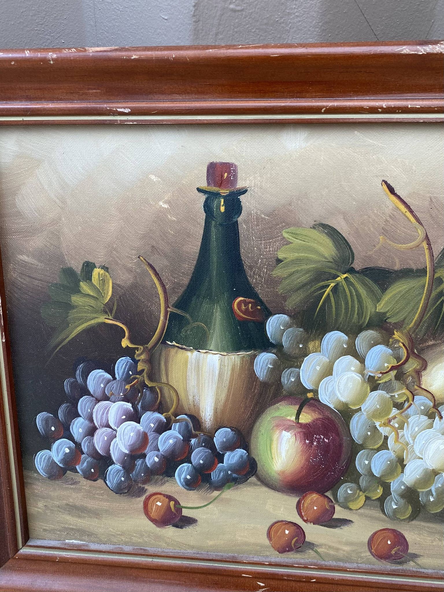 Tableau, nature morte aux raisins