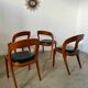 Lot 4 chairs in curved wood and leather design Baumann gondola model 60s vintage