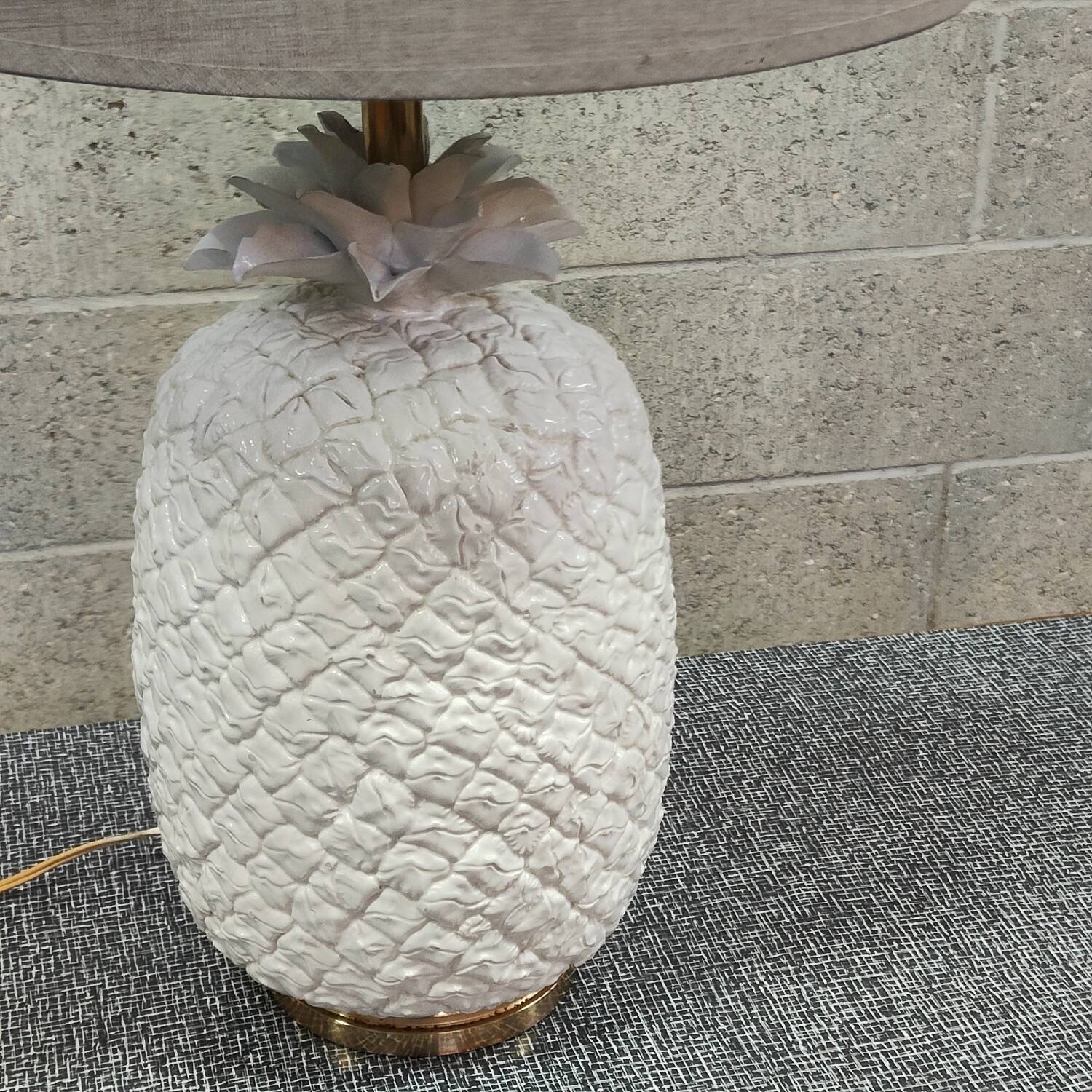 White earthenware pineapple lamp