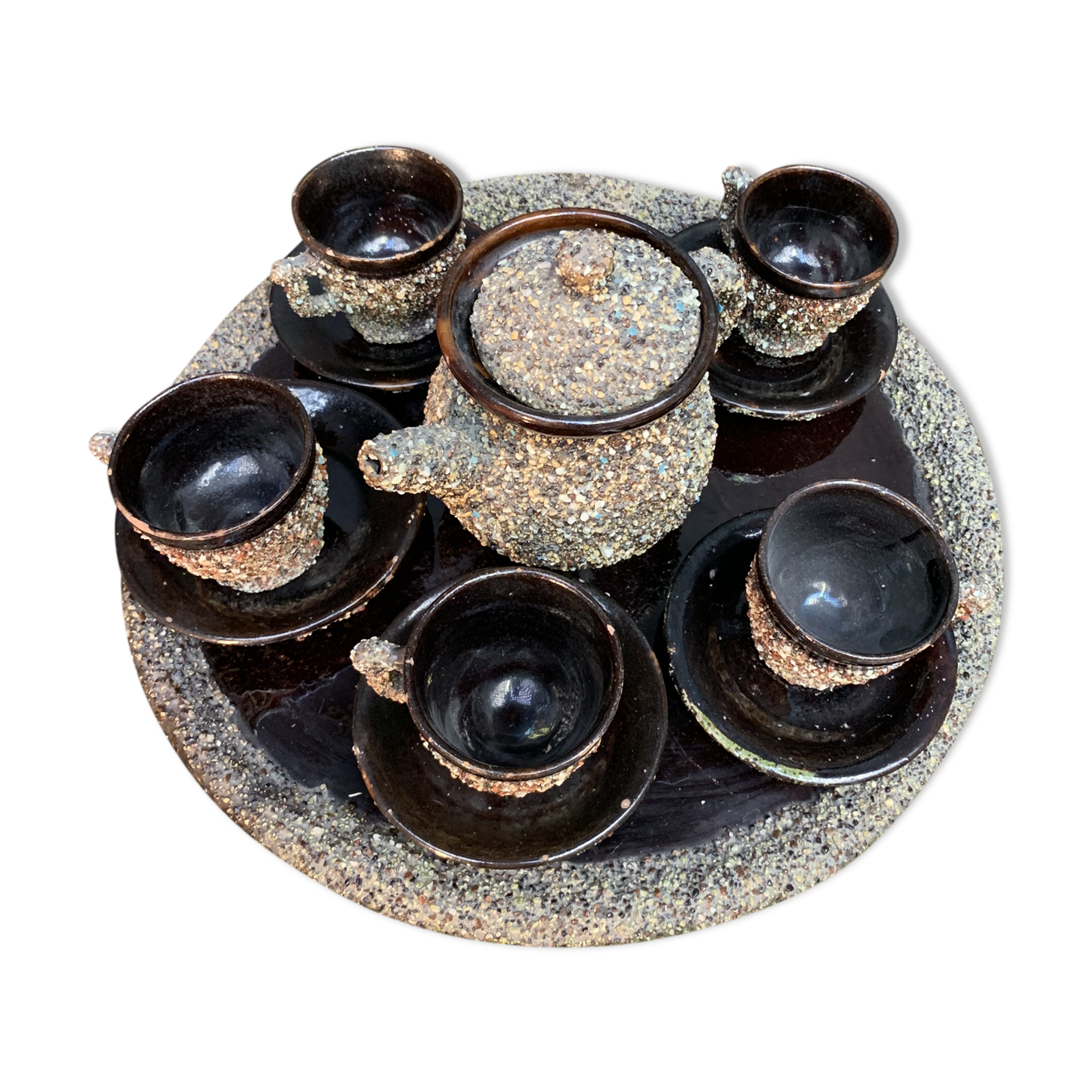 Chirens, tea service or terracotta coffee varnished