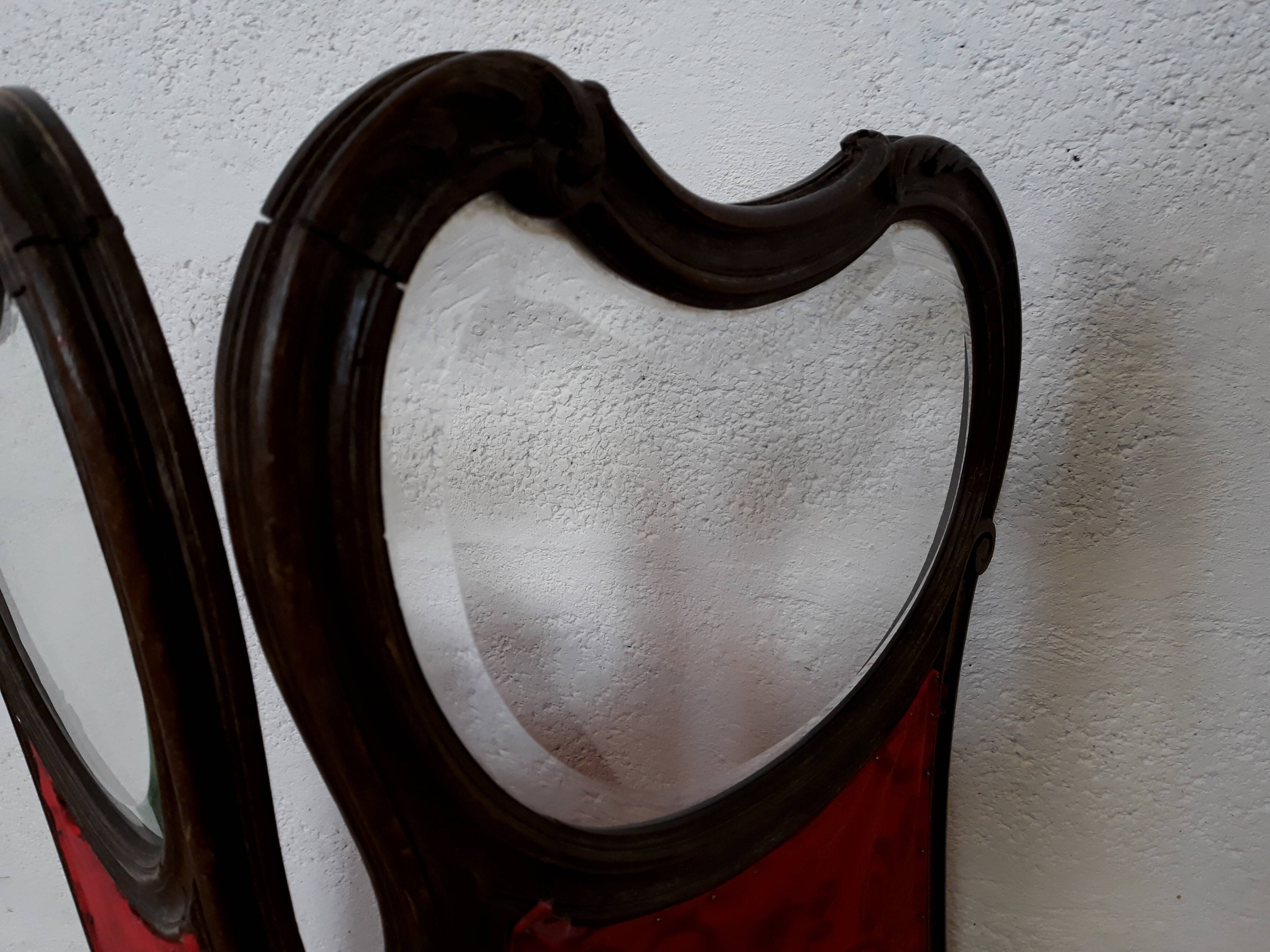 Screen carved wood glass beveled