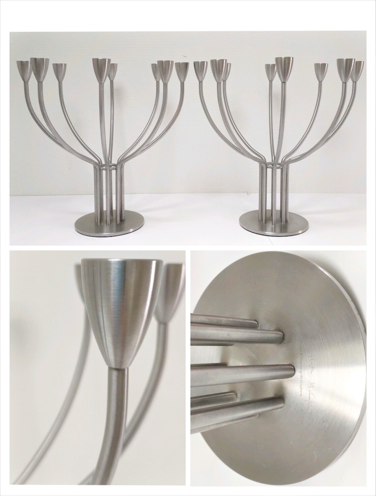 Pair of metal candlesticks model Stockholm design Hagberg Ikea vintage