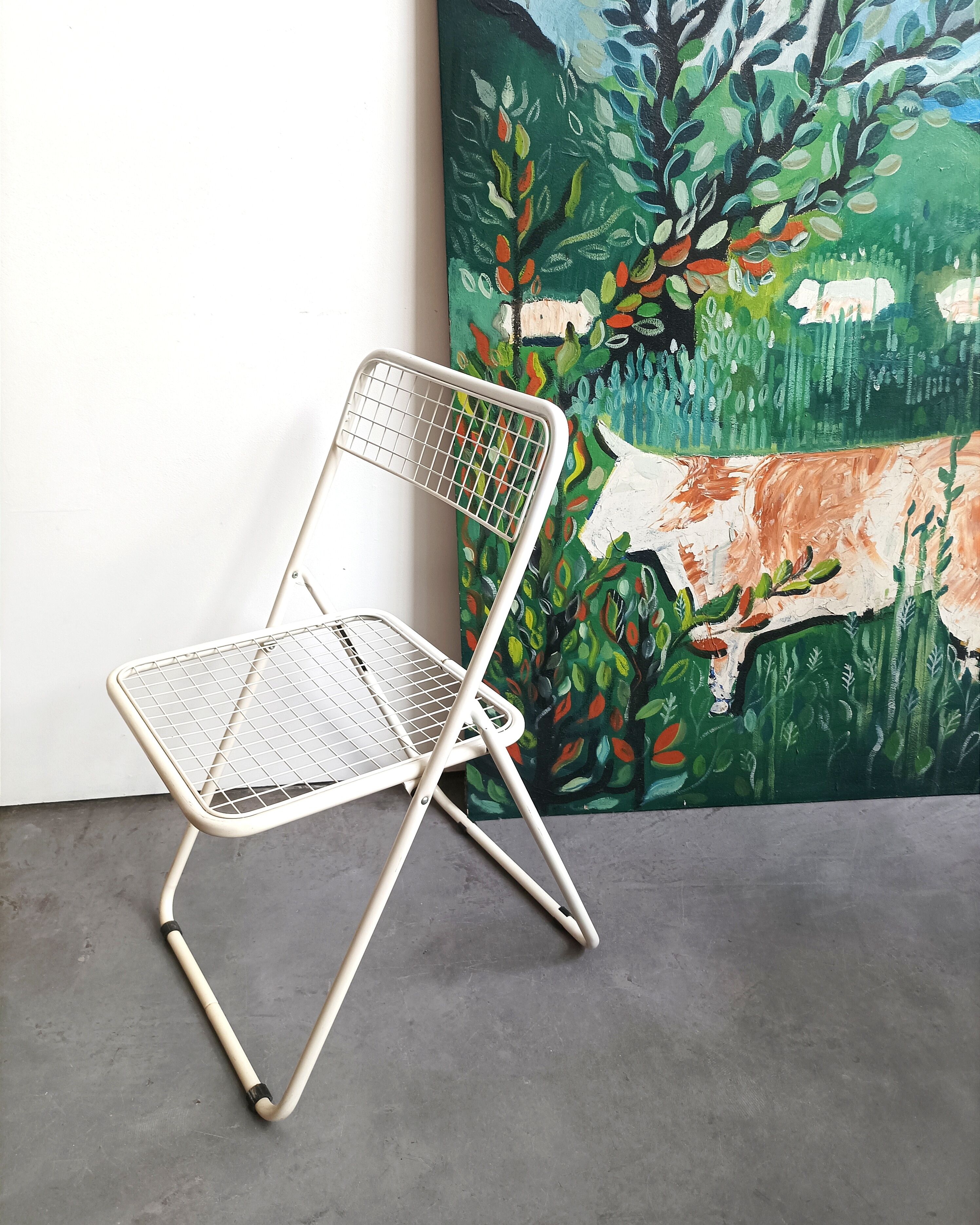Folding metal chair design niels gammelgaard *vintage