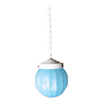 Small Art Deco blue Ceiling Lamp, 1940s
