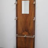 Portemanteau Art déco tchécoslovaque en noyer avec miroir, années 1930