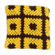 Brown and yellow crochet wool plaid - vintage cover