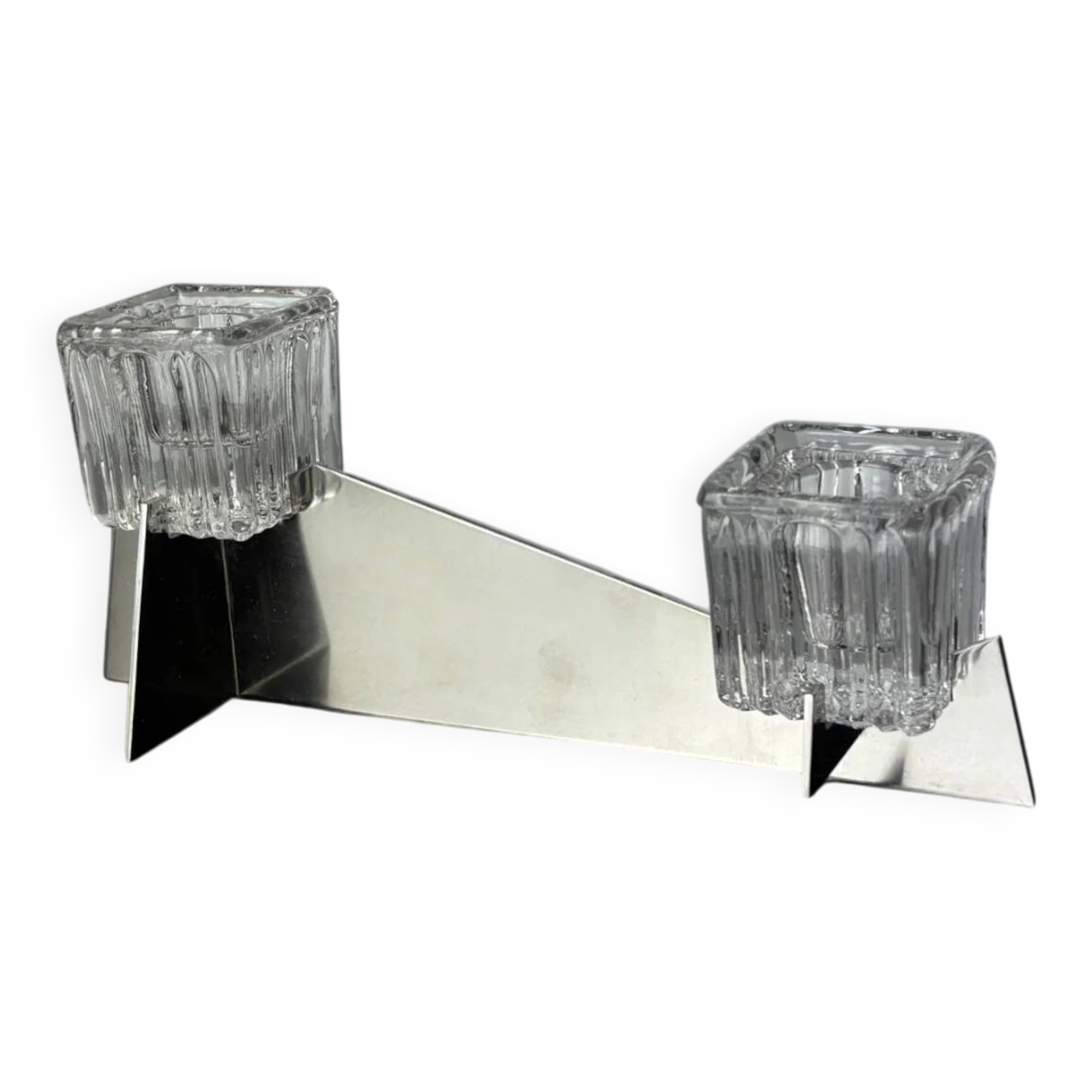 Peill & Putzler candlestick, glass and metal, Germany, 1970s