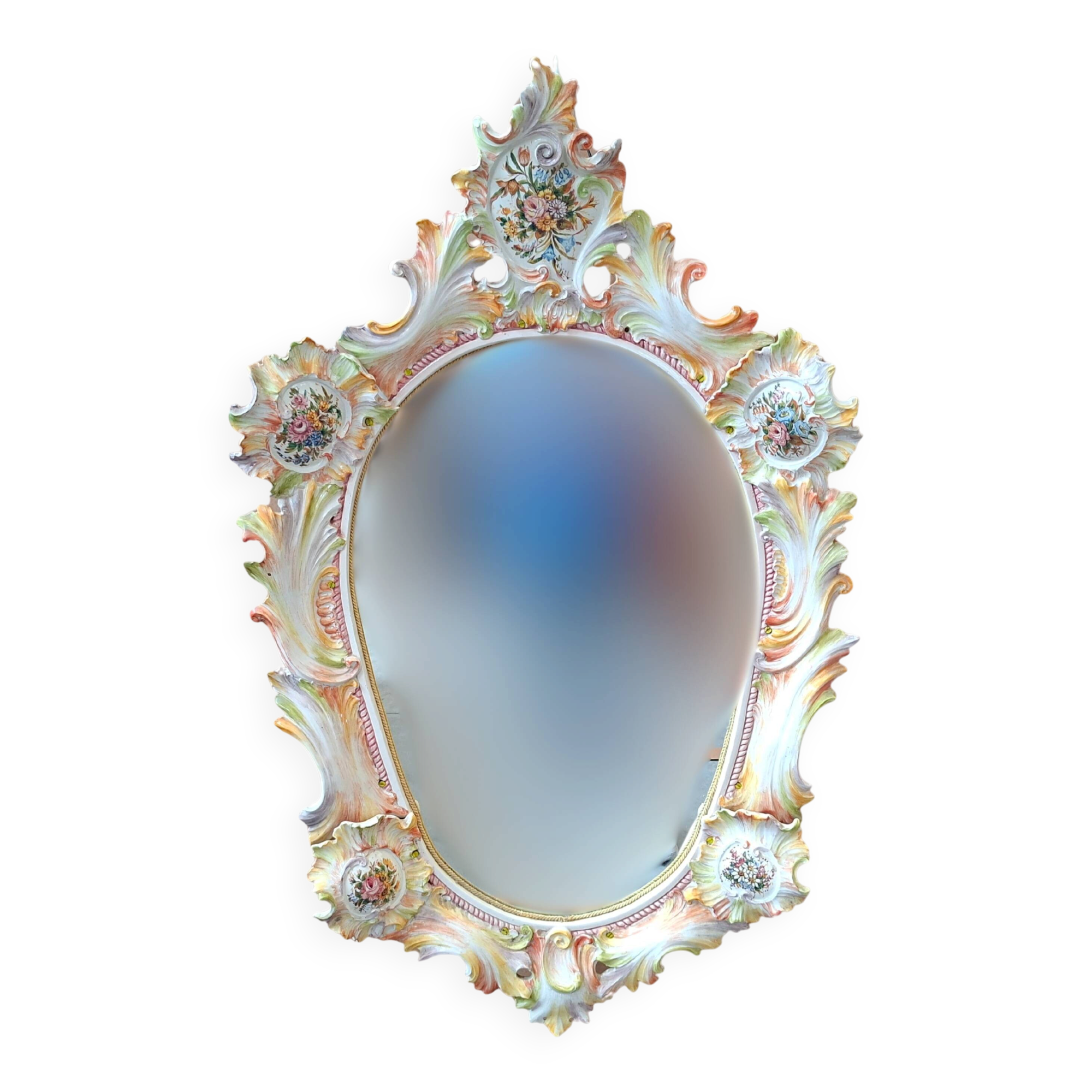 Magnifica Specchiera d’Arte in Ceramica Policroma – Maria Pegoraro per Ricc