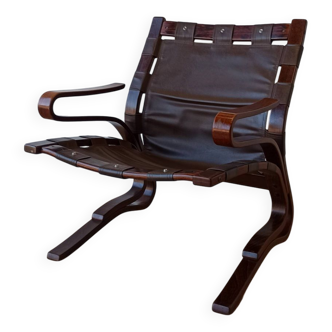 Fauteuil lounge scandinave par Oddvin Rykken, années 1960.
