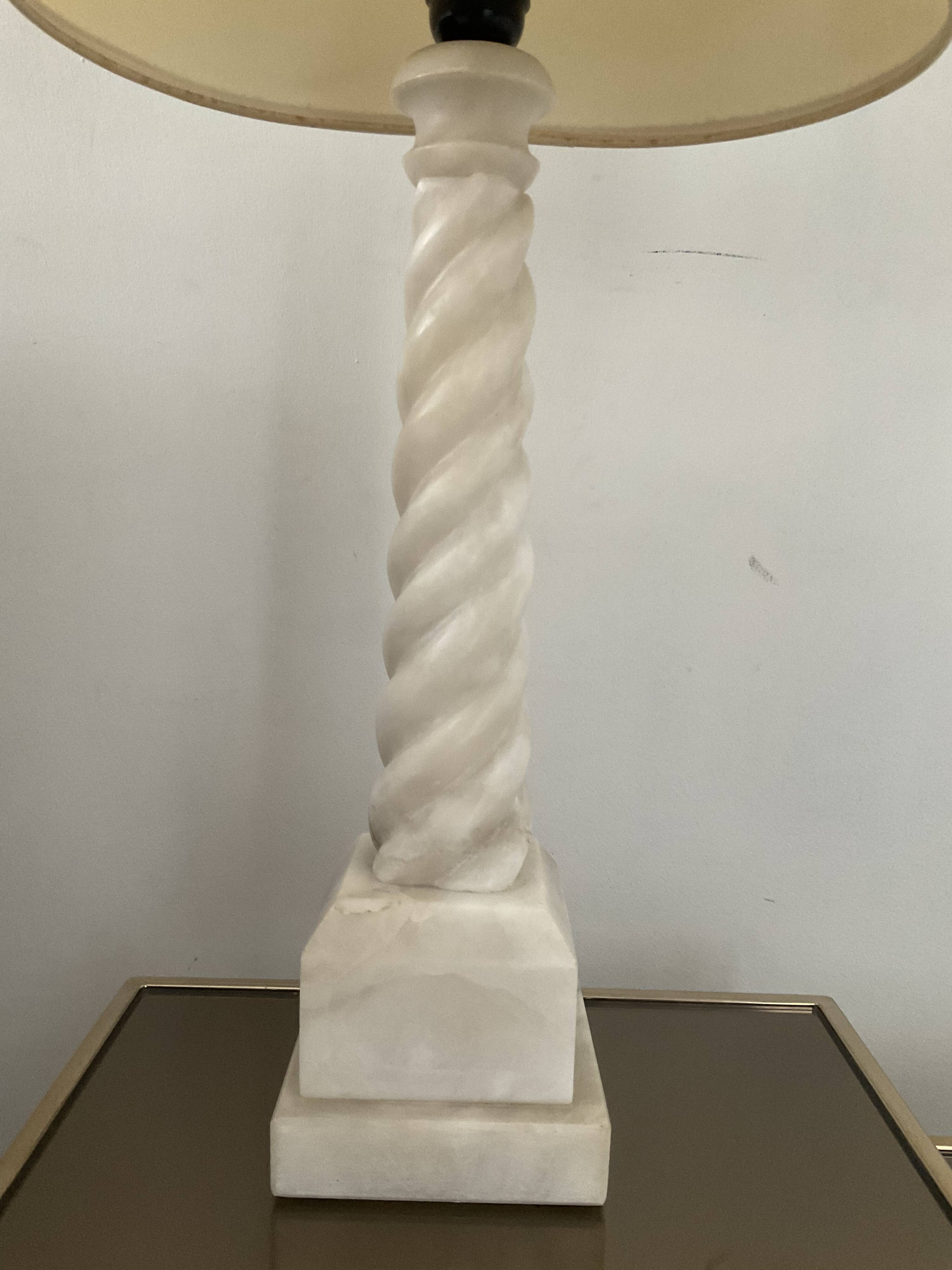 Vintage column lamp in white marble 70s