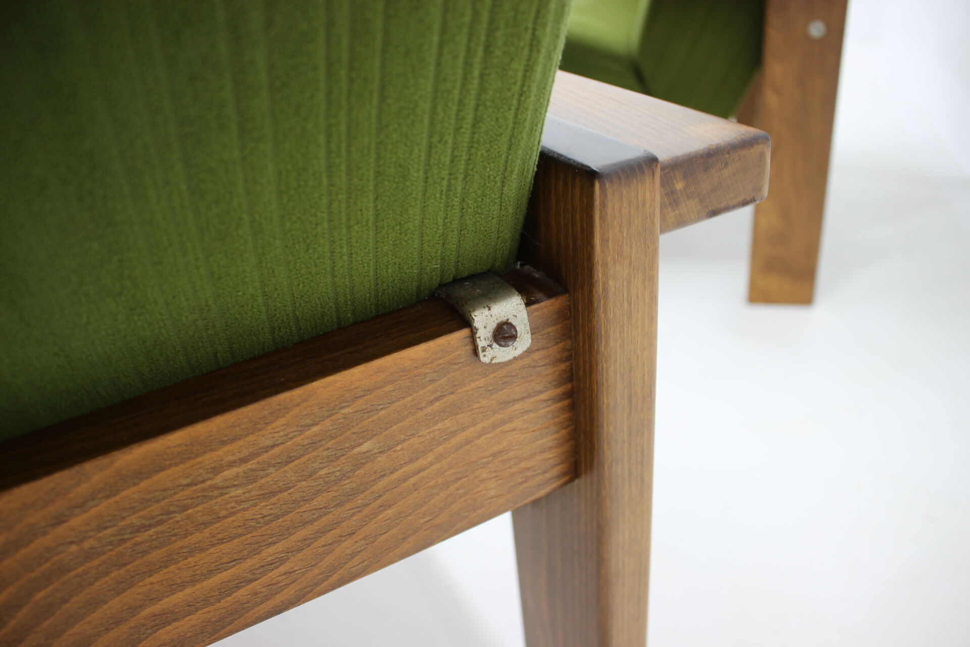 1970s pair of beech armchairs, czechoslovakia